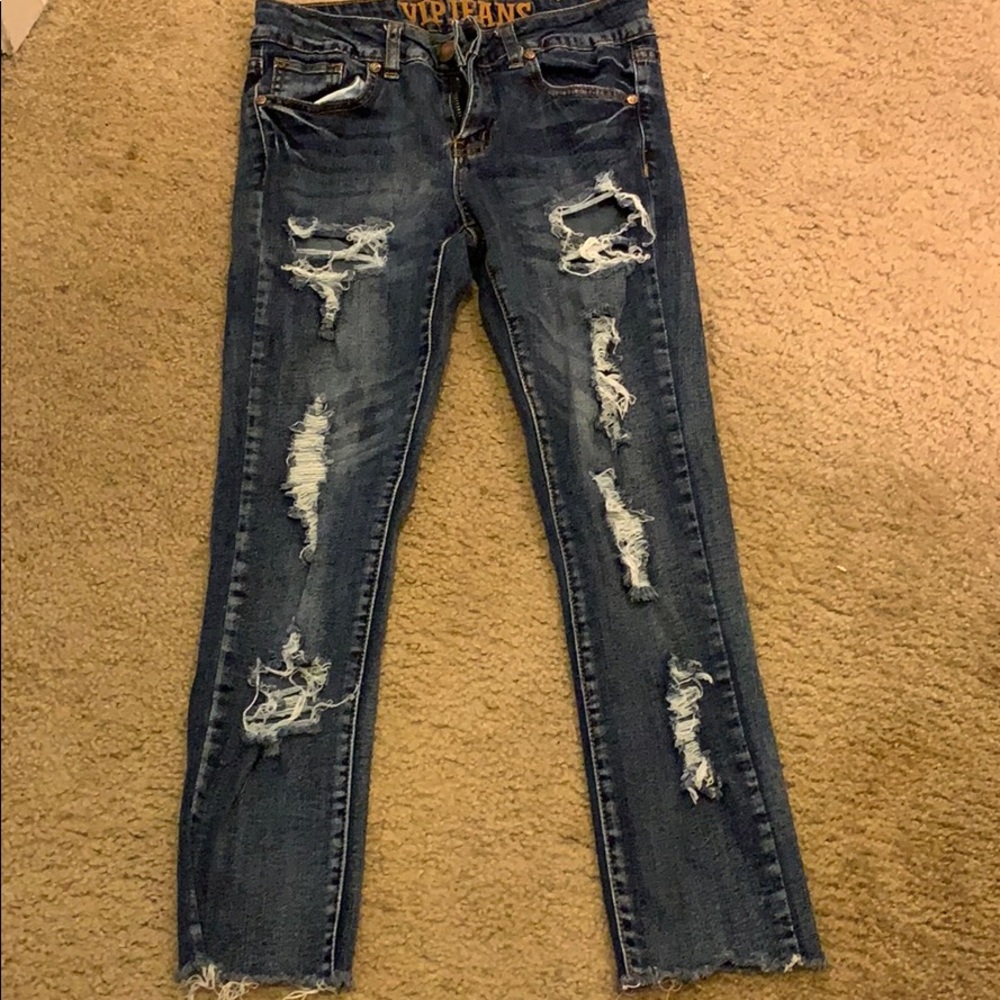 Ripped blue jeans